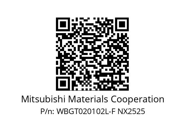   Mitsubishi Materials Cooperation WBGT020102L-F NX2525