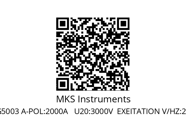   MKS Instruments MV:G5003 A-POL:2000A   U20:3000V  EXEITATION V/HZ:230V/50HZ