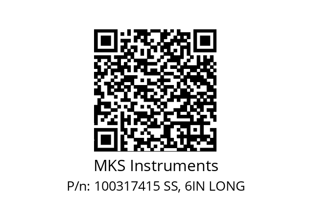   MKS Instruments 100317415 SS, 6IN LONG