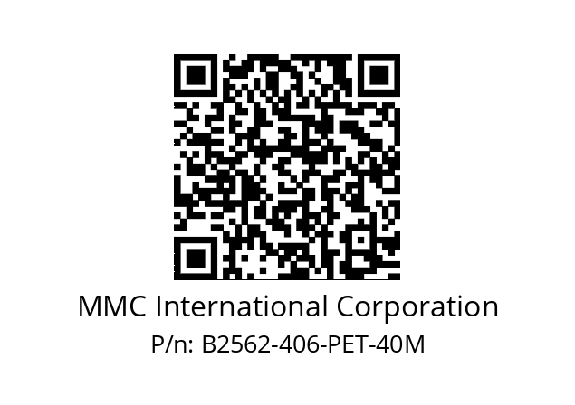   MMC International Corporation B2562-406-PET-40M