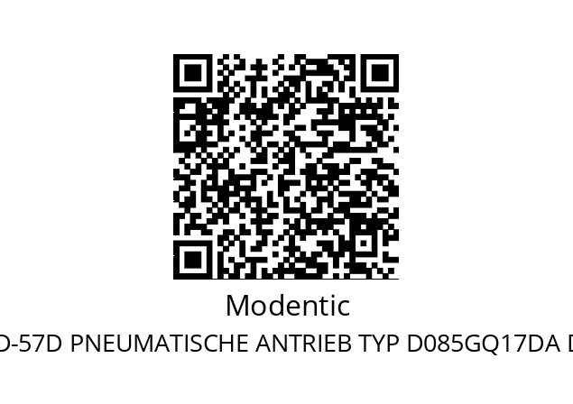   Modentic TYP MD-57D PNEUMATISCHE ANTRIEB TYP D085GQ17DA DN80, PN40