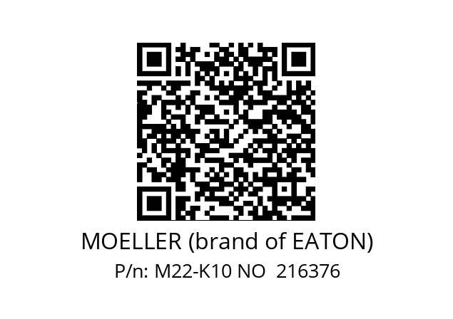   MOELLER (brand of EATON) M22-K10 NO  216376