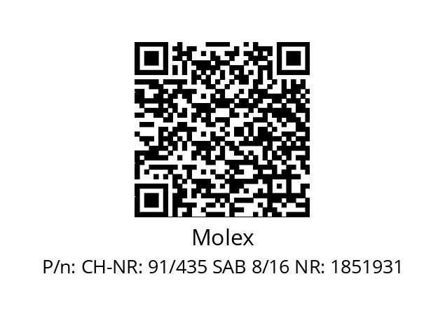   Molex CH-NR: 91/435 SAB 8/16 NR: 1851931