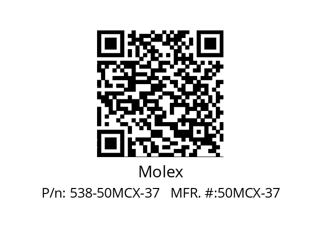   Molex 538-50MCX-37   MFR. #:50MCX-37