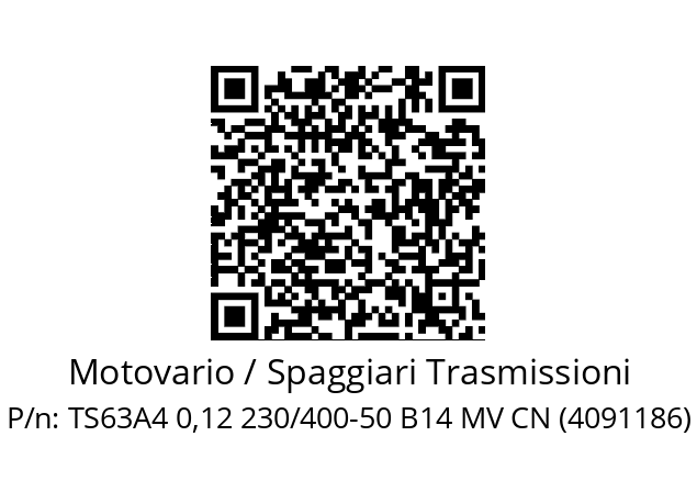   Motovario / Spaggiari Trasmissioni TS63A4 0,12 230/400-50 B14 MV CN (4091186)