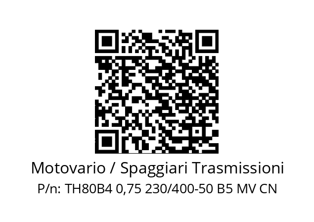   Motovario / Spaggiari Trasmissioni TH80B4 0,75 230/400-50 B5 MV CN