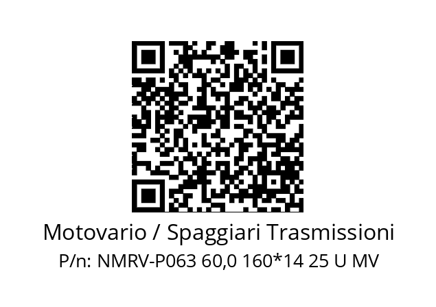   Motovario / Spaggiari Trasmissioni NMRV-P063 60,0 160*14 25 U MV