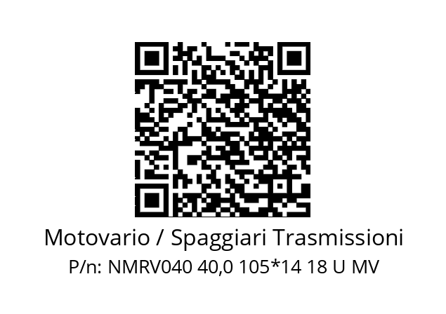   Motovario / Spaggiari Trasmissioni NMRV040 40,0 105*14 18 U MV