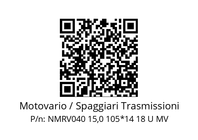   Motovario / Spaggiari Trasmissioni NMRV040 15,0 105*14 18 U MV