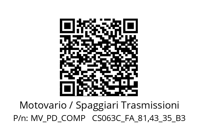   Motovario / Spaggiari Trasmissioni MV_PD_COMP   CS063C_FA_81,43_35_B3