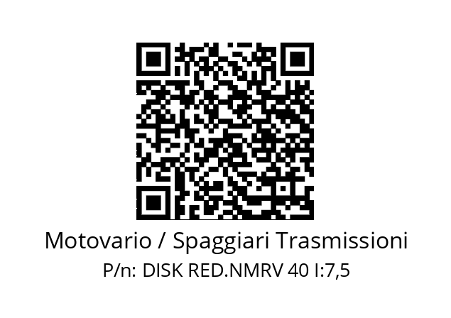   Motovario / Spaggiari Trasmissioni DISK RED.NMRV 40 I:7,5