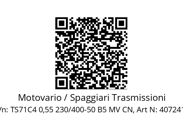   Motovario / Spaggiari Trasmissioni TS71C4 0,55 230/400-50 B5 MV CN, Art N: 4072412