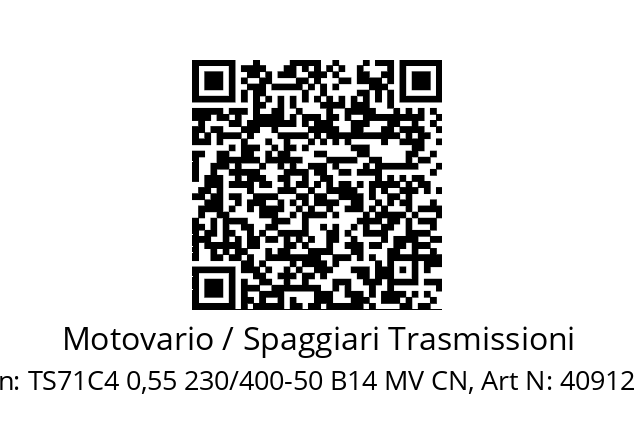   Motovario / Spaggiari Trasmissioni TS71C4 0,55 230/400-50 B14 MV CN, Art N: 4091206