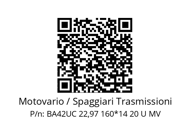   Motovario / Spaggiari Trasmissioni BA42UC 22,97 160*14 20 U MV