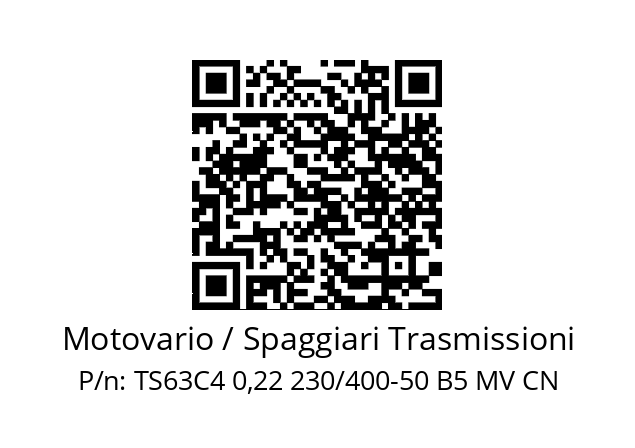   Motovario / Spaggiari Trasmissioni TS63C4 0,22 230/400-50 B5 MV CN