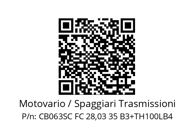   Motovario / Spaggiari Trasmissioni CB063SC FC 28,03 35 B3+TH100LB4