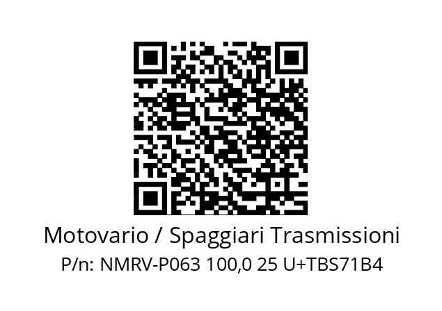   Motovario / Spaggiari Trasmissioni NMRV-P063 100,0 25 U+TBS71B4