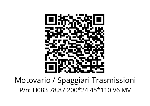   Motovario / Spaggiari Trasmissioni H083 78,87 200*24 45*110 V6 MV