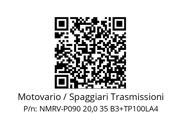   Motovario / Spaggiari Trasmissioni NMRV-P090 20,0 35 B3+TP100LA4