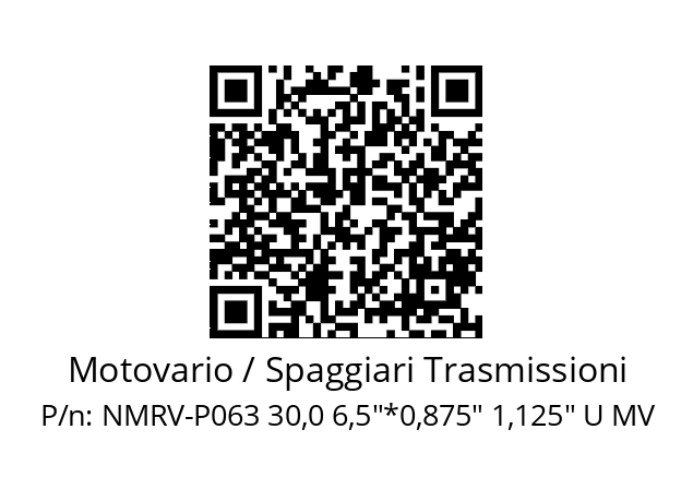   Motovario / Spaggiari Trasmissioni NMRV-P063 30,0 6,5"*0,875" 1,125" U MV