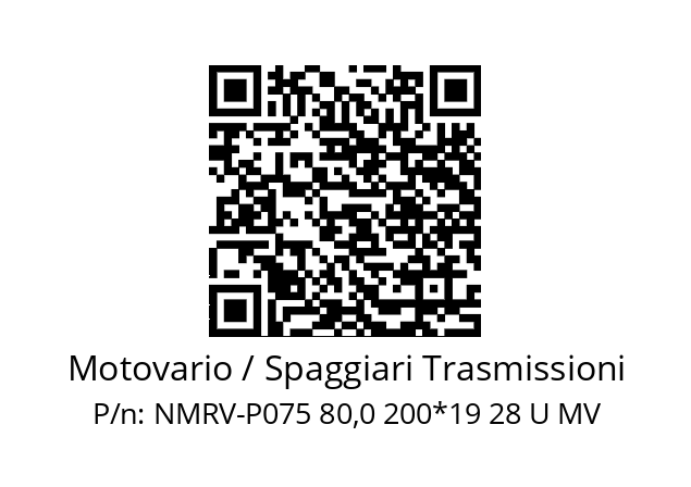   Motovario / Spaggiari Trasmissioni NMRV-P075 80,0 200*19 28 U MV