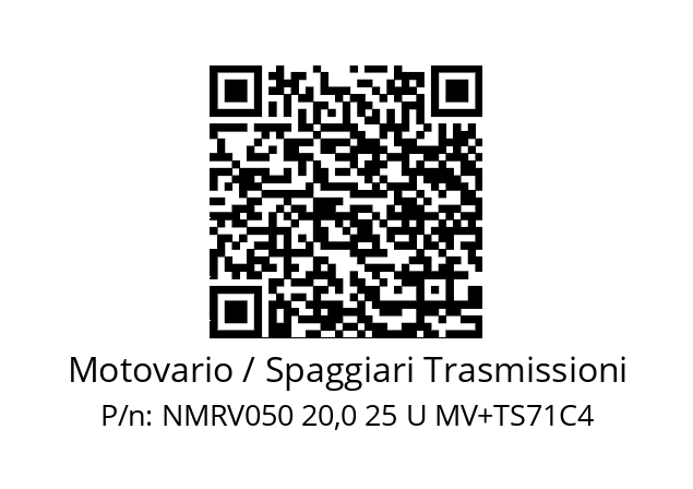   Motovario / Spaggiari Trasmissioni NMRV050 20,0 25 U MV+TS71C4