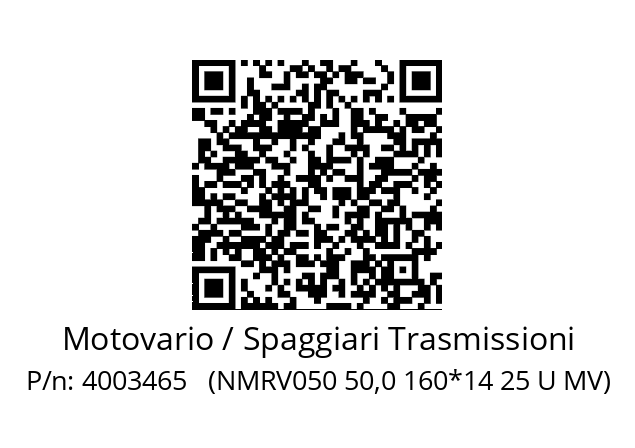   Motovario / Spaggiari Trasmissioni 4003465   (NMRV050 50,0 160*14 25 U MV)