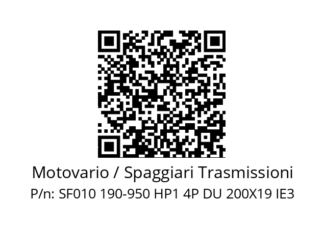   Motovario / Spaggiari Trasmissioni SF010 190-950 HP1 4P DU 200X19 IE3