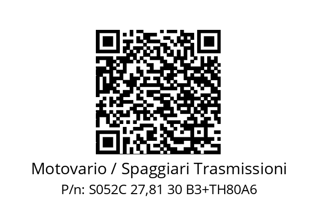   Motovario / Spaggiari Trasmissioni S052C 27,81 30 B3+TH80A6