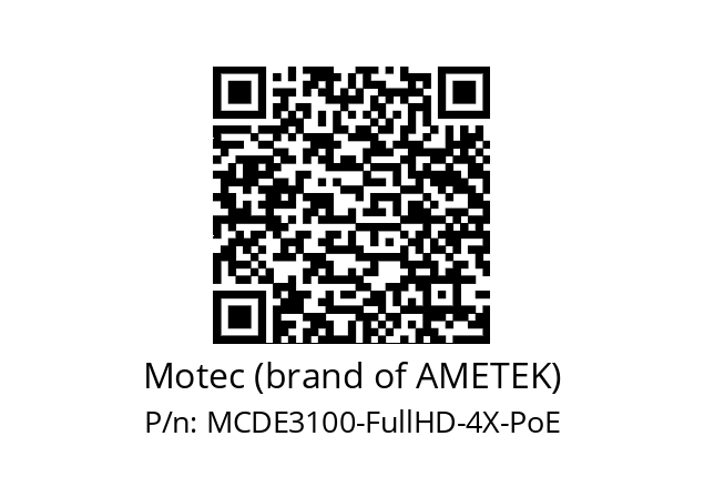  4043000010 Motec (brand of AMETEK) MCDE3100-FullHD-4X-PoE