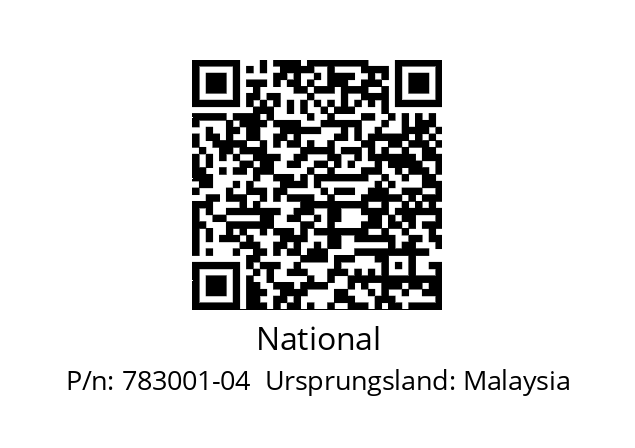   National 783001-04  Ursprungsland: Malaysia