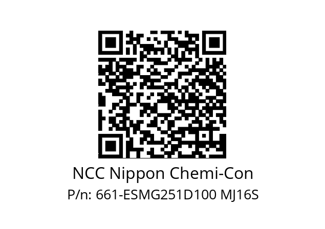   NCC Nippon Chemi-Con 661-ESMG251D100 MJ16S