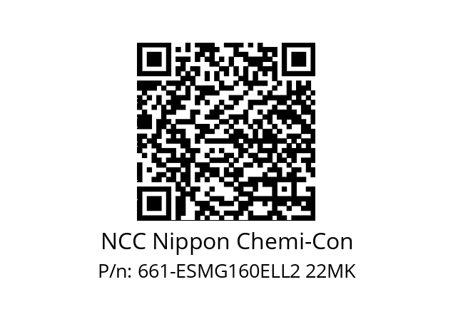   NCC Nippon Chemi-Con 661-ESMG160ELL2 22MK