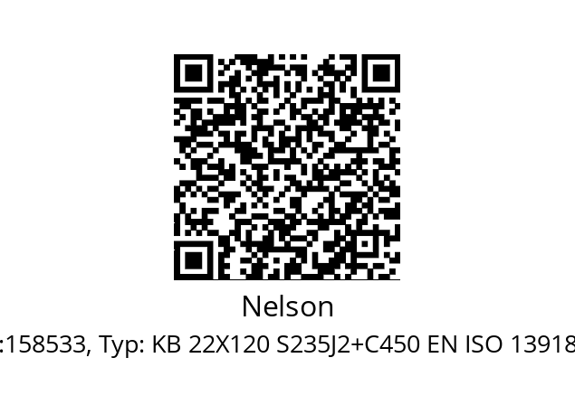   Nelson Art. Nr.:158533, Typ: KB 22X120 S235J2+C450 EN ISO 13918 Typ SD1 CE