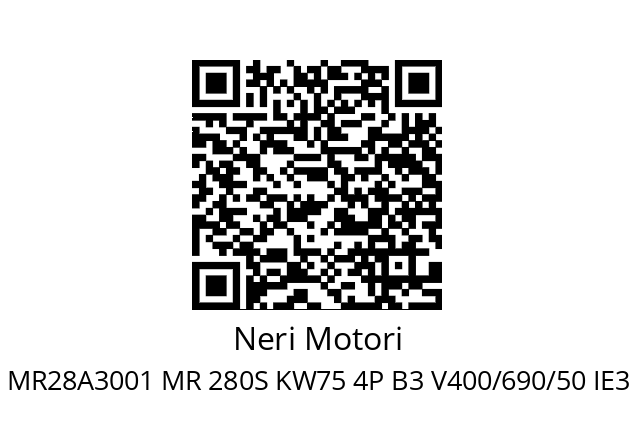   Neri Motori MR28A3001 MR 280S KW75 4P B3 V400/690/50 IE3 BLU