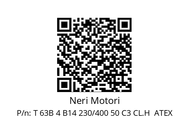   Neri Motori T 63B 4 B14 230/400 50 C3 CL.H  ATEX