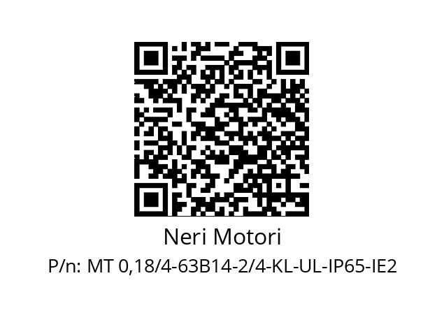   Neri Motori MT 0,18/4-63B14-2/4-KL-UL-IP65-IE2