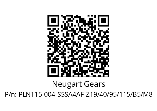   Neugart Gears PLN115-004-SSSA4AF-Z19/40/95/115/B5/M8