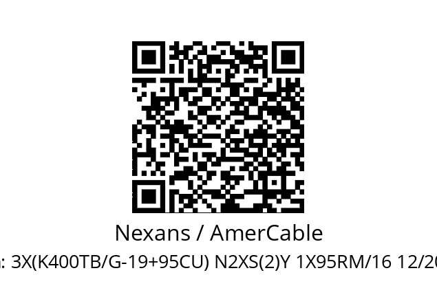   Nexans / AmerCable 3X(K400TB/G-19+95CU) N2XS(2)Y 1X95RM/16 12/20KV