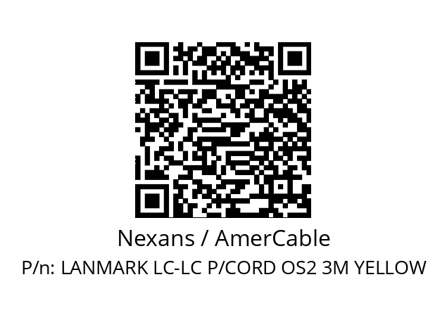   Nexans / AmerCable LANMARK LC-LC P/CORD OS2 3M YELLOW