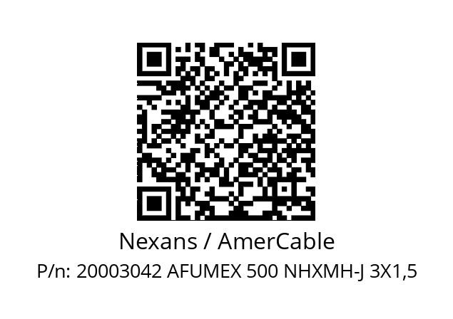   Nexans / AmerCable 20003042 AFUMEX 500 NHXMH-J 3X1,5