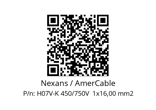   Nexans / AmerCable H07V-K 450/750V  1x16,00 mm2