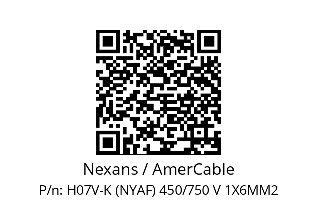   Nexans / AmerCable H07V-K (NYAF) 450/750 V 1X6MM2