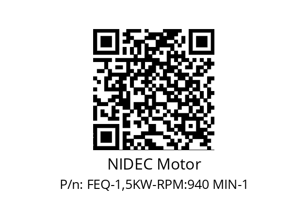   NIDEC Motor FEQ-1,5KW-RPM:940 MIN-1