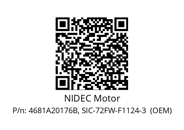   NIDEC Motor 4681A20176B, SIC-72FW-F1124-3  (OEM)