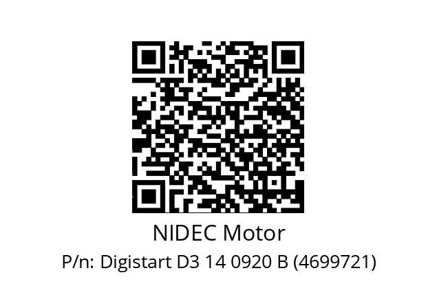   NIDEC Motor Digistart D3 14 0920 B (4699721)