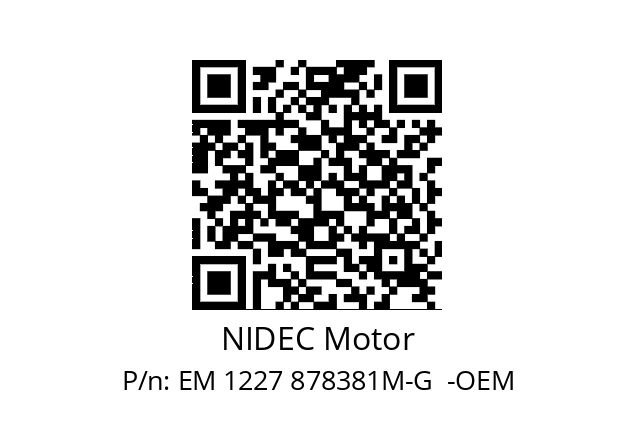   NIDEC Motor EM 1227 878381M-G  -OEM