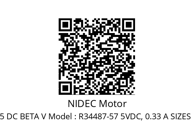   NIDEC Motor TA225 DC BETA V Model : R34487-57 5VDC, 0.33 A SIZES  62x62x15