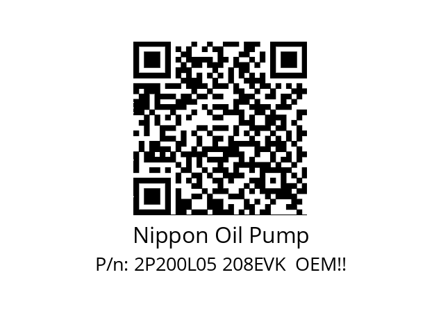   Nippon Oil Pump 2P200L05 208EVK  OEM!!