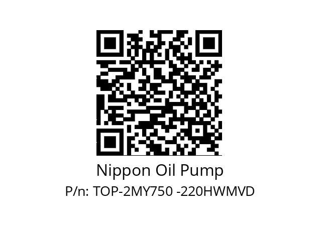   Nippon Oil Pump TOP-2MY750 -220HWMVD